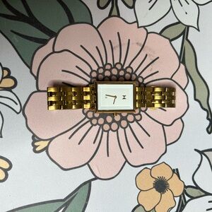 MVMT Gold Rectangular Watch with Silver Accents